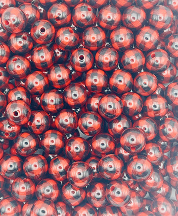 Red & Black Buffalo Plaid Beads