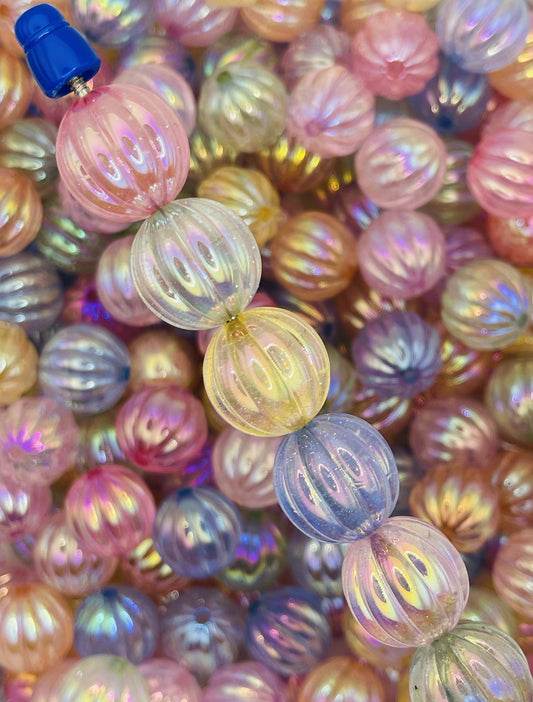 Luminous Iridescent Pumpkin Beads - Radiant Crafting Treasures