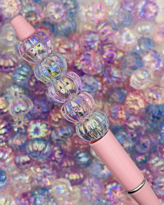 Iridescent Pastel Pumpkin Beads – Shimmering Acrylic Beads for Jewelry & Crafts  Description: