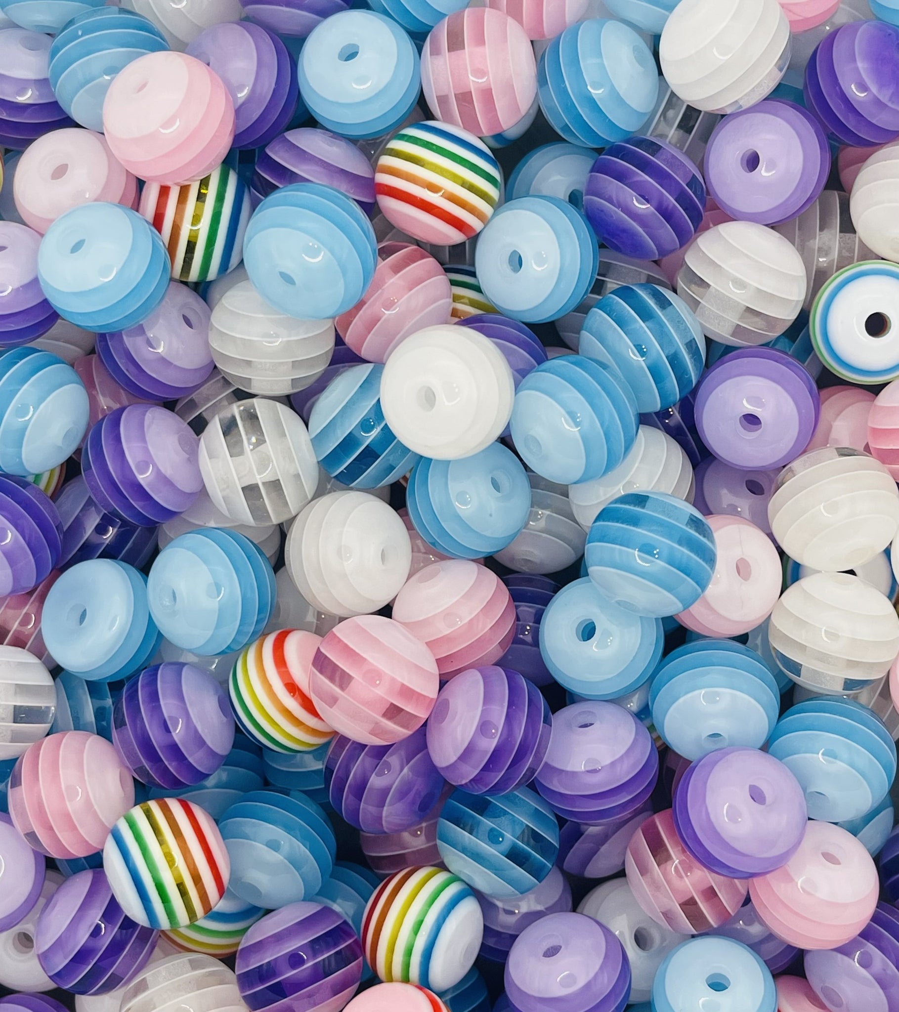 Pastel Striped Beads – Multi-Color and Rainbow Round Beads for Crafting