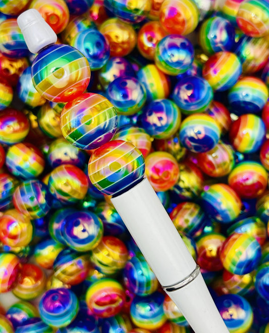 Glossy UV Rainbow Stripe Beads