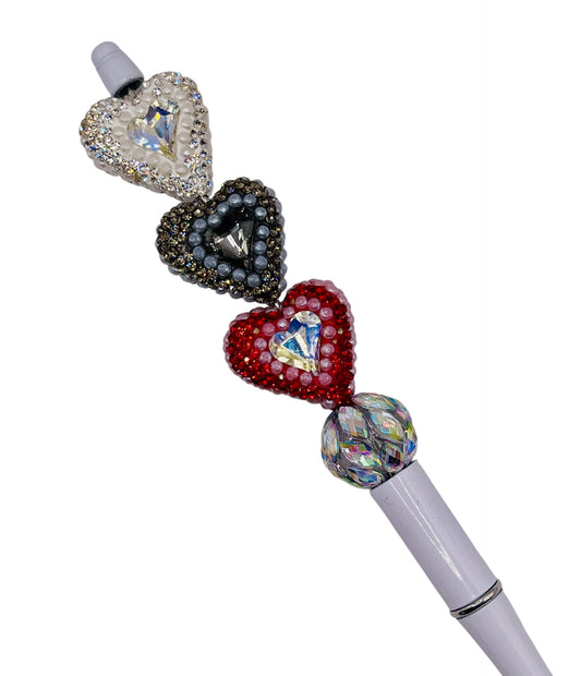 Rhinestone & Pearl Clay Heart Beads
