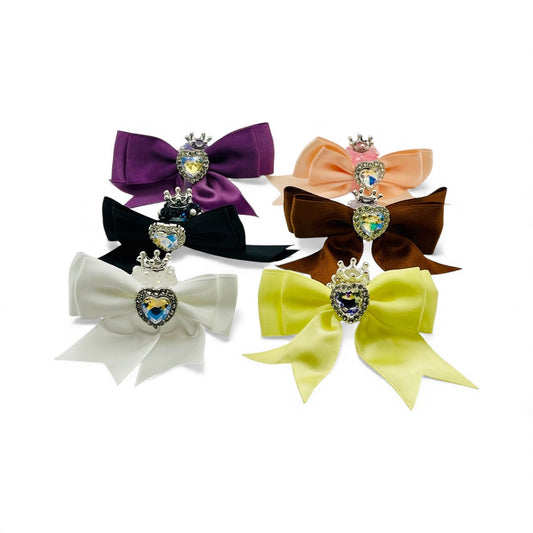 Rhinestone Crown Heart Bows