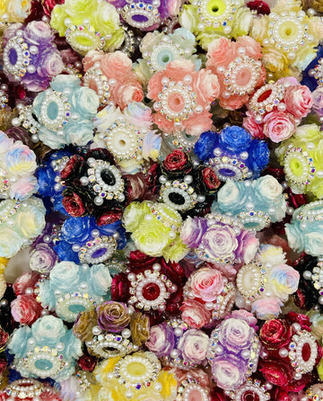 Rose Pearl & Rhinestone Cluster Beads – Elegant Floral Statement Beads for Pens, Jewelry & DIY Crafts