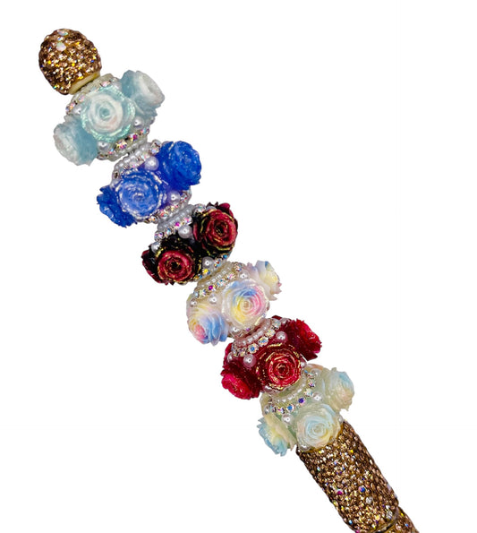Rose Pearl & Rhinestone Cluster Beads – Elegant Floral Statement Beads for Pens, Jewelry & DIY Crafts