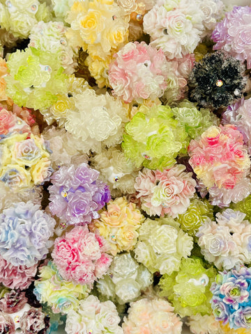 Luminous Rose Cluster Beads – Glow Floral Rhinestone Statement Beads for Pens, Jewelry & DIY Crafts