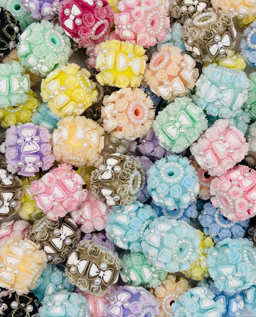 Rose & Bow Pearl Cluster Beads – Pastel Floral Statement Beads for Pens, Jewelry & DIY Crafts