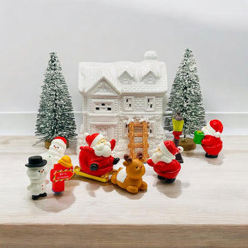 Santa's Christmas Village Playset: Santa Claus, Snowmen, Reindeer & Festive House Scene