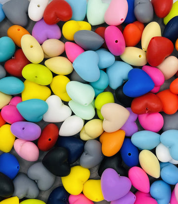 Colorful Silicone Heart Bead Mix: Soft Touch Hearts for DIY Jewelry & Crafts