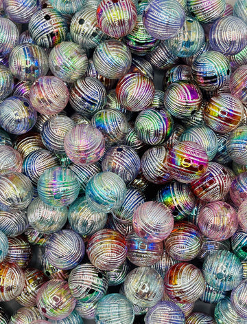 Silver Striped Acrylic Beads