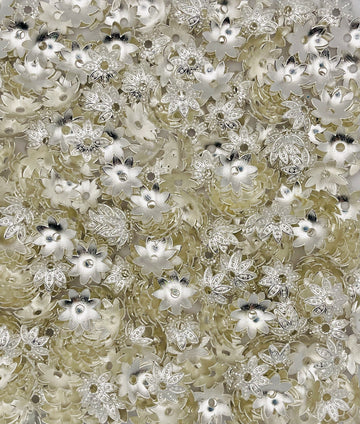 Silver Flower Bead Caps