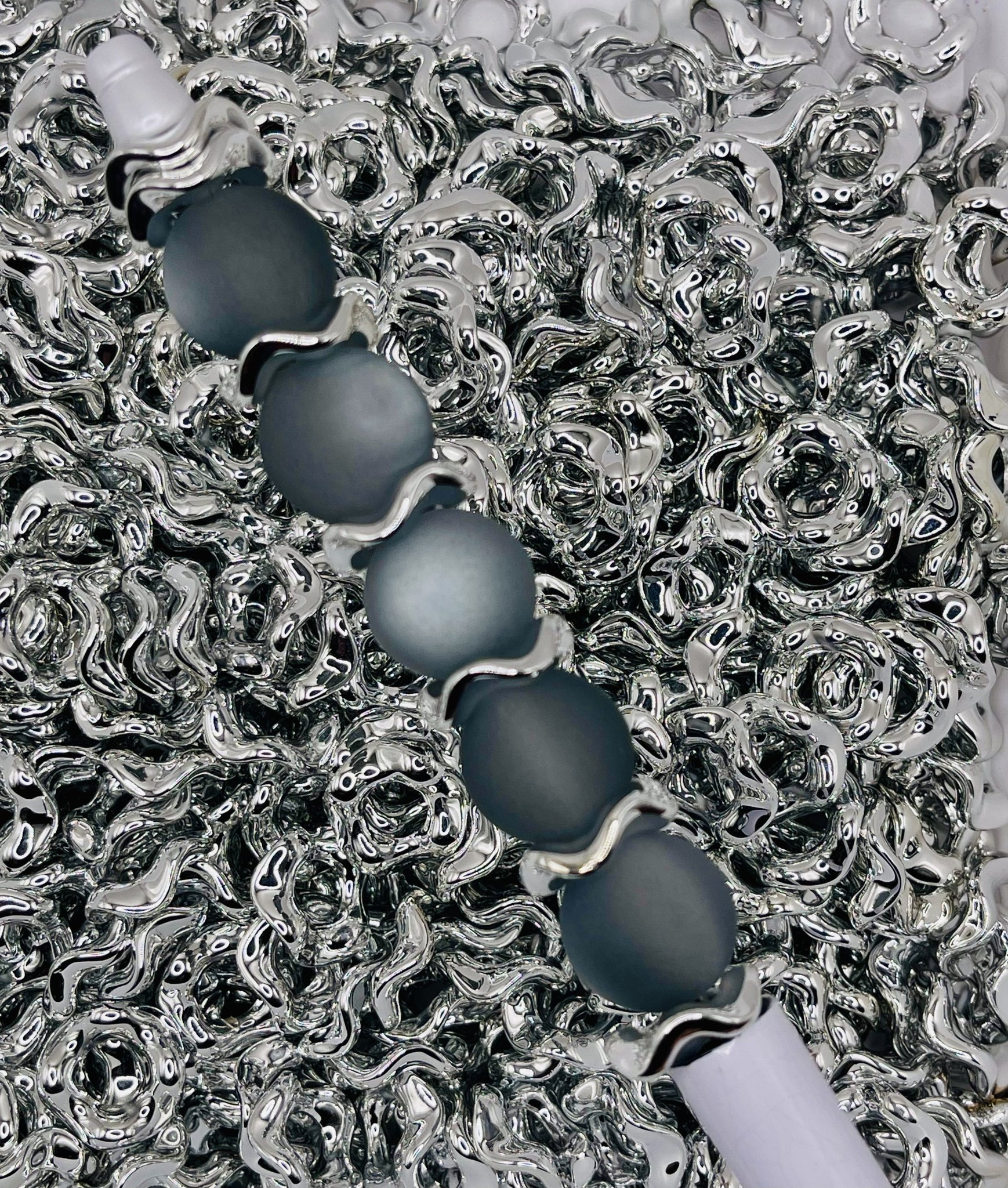 Shiny Silver Wavy Spacer Beads