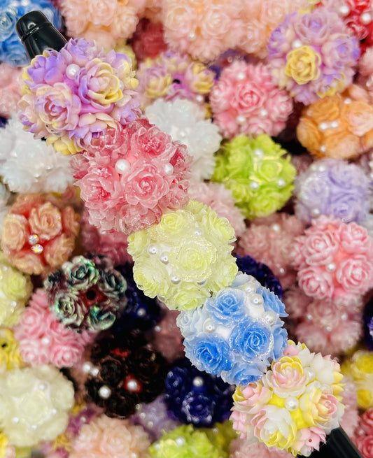 Soft Luminous Rose Beads with Pearl Accents