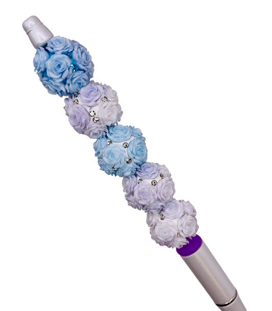 Blue & Lavender Rose Rhinestone Cluster Beads – Sparkly Floral Beads for Pens, Jewelry & DIY Crafts