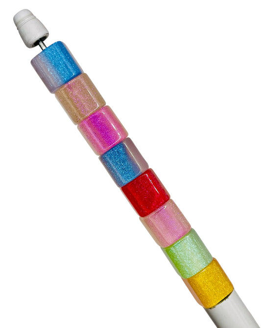 Half Glitter Square Beads – Colorful Acrylic Spacer Beads for Pens, Jewelry & DIY Crafts