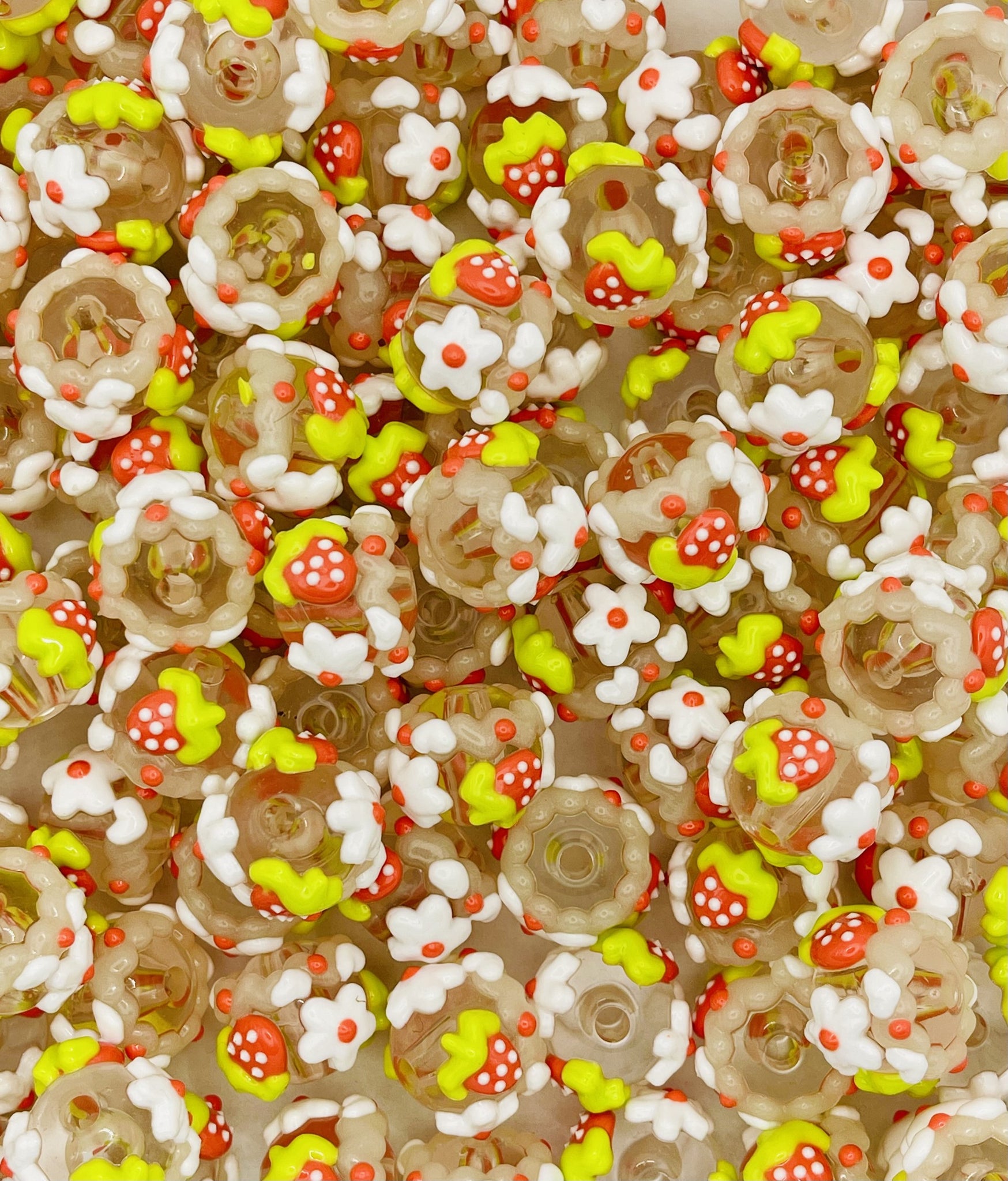 Sweet Strawberry Frost Beads – Hand-Painted Treats for Crafts!