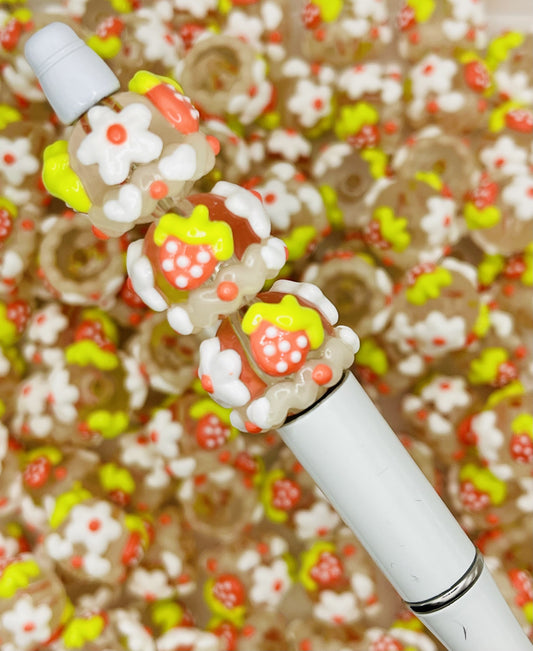Sweet Strawberry Frost Beads – Hand-Painted Treats for Crafts!