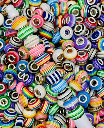 Striped Big-Hole Spacer Beads