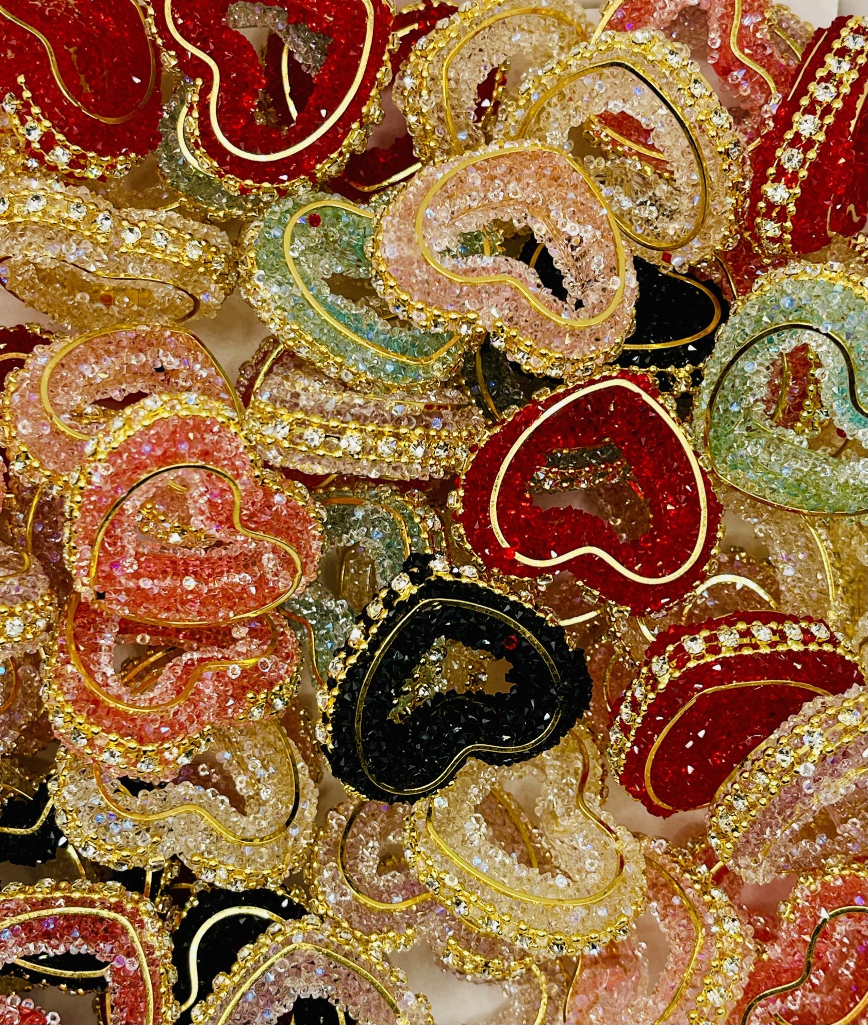 Sugar Glitter Heart Beads with Gold Trim!