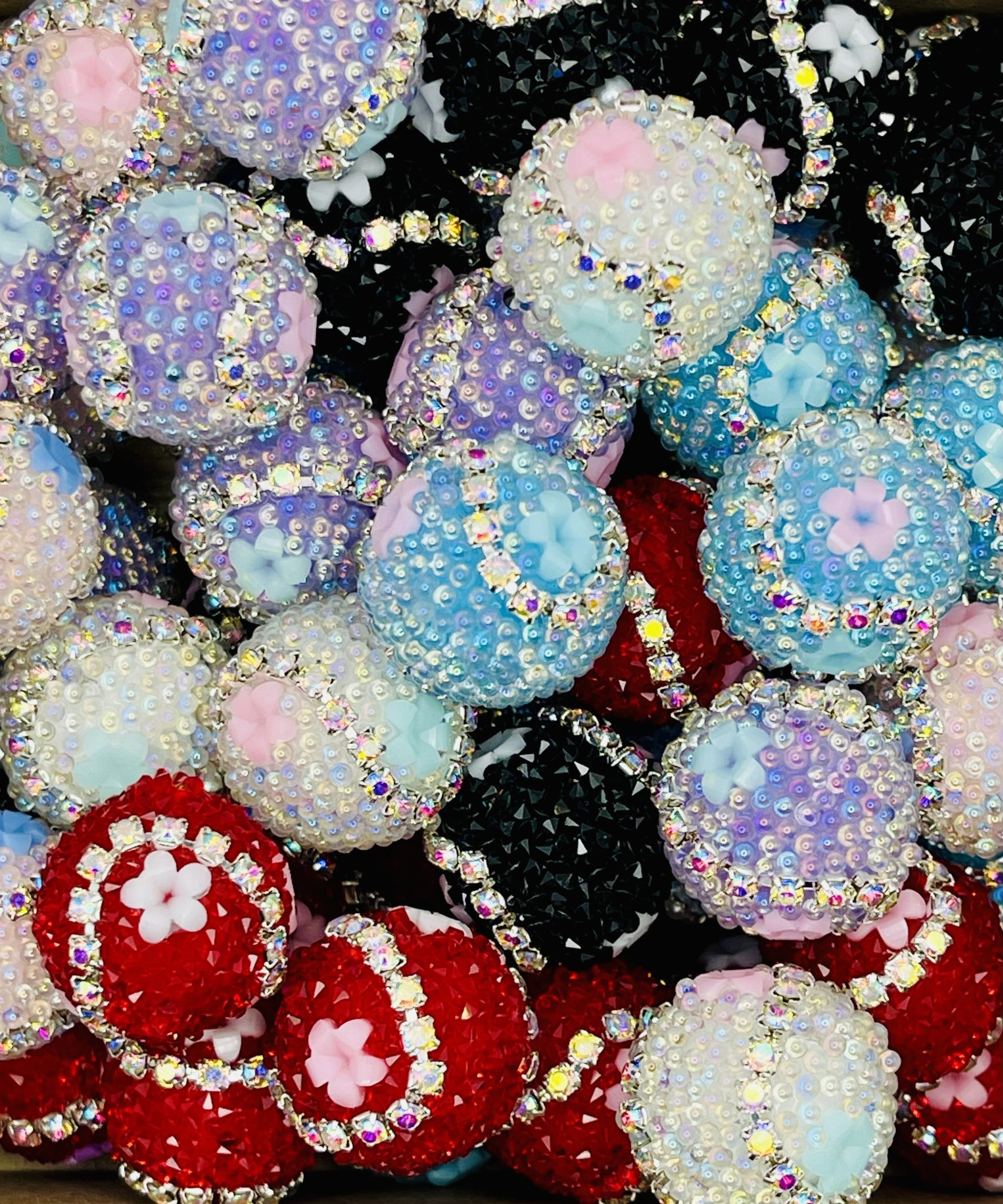 Sugar Flower Rhinestone Beads
