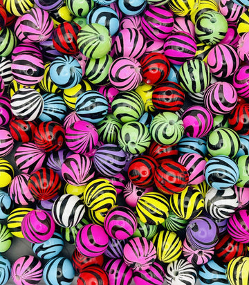 Multi-Colored Zebra Animal Print Bubblegum Beads