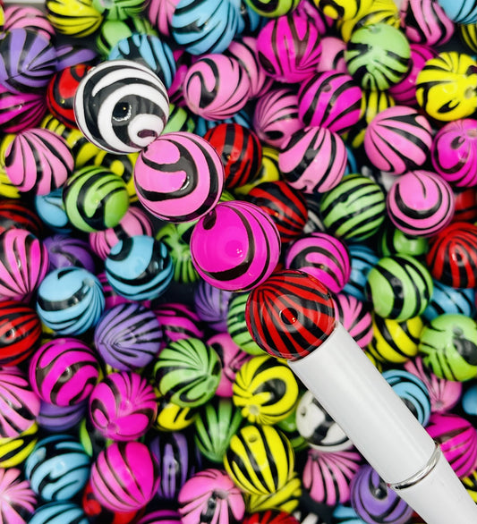 Multi-Colored Zebra Animal Print Bubblegum Beads