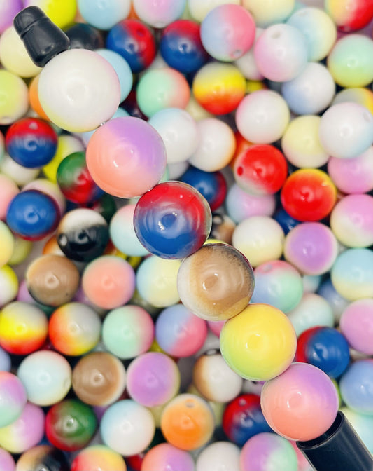 Pastel Tri-Color Round Beads