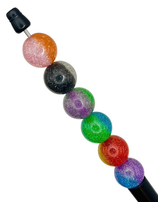 Two-Tone Glitter Round Beads – Sparkling Acrylic Beads for Pens, Jewelry & DIY Crafts