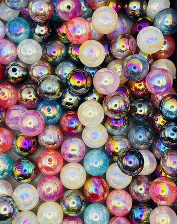 UV Galaxy Glitter Round Beads – Rainbow Shimmer Acrylic Beads for Pens & Jewelry