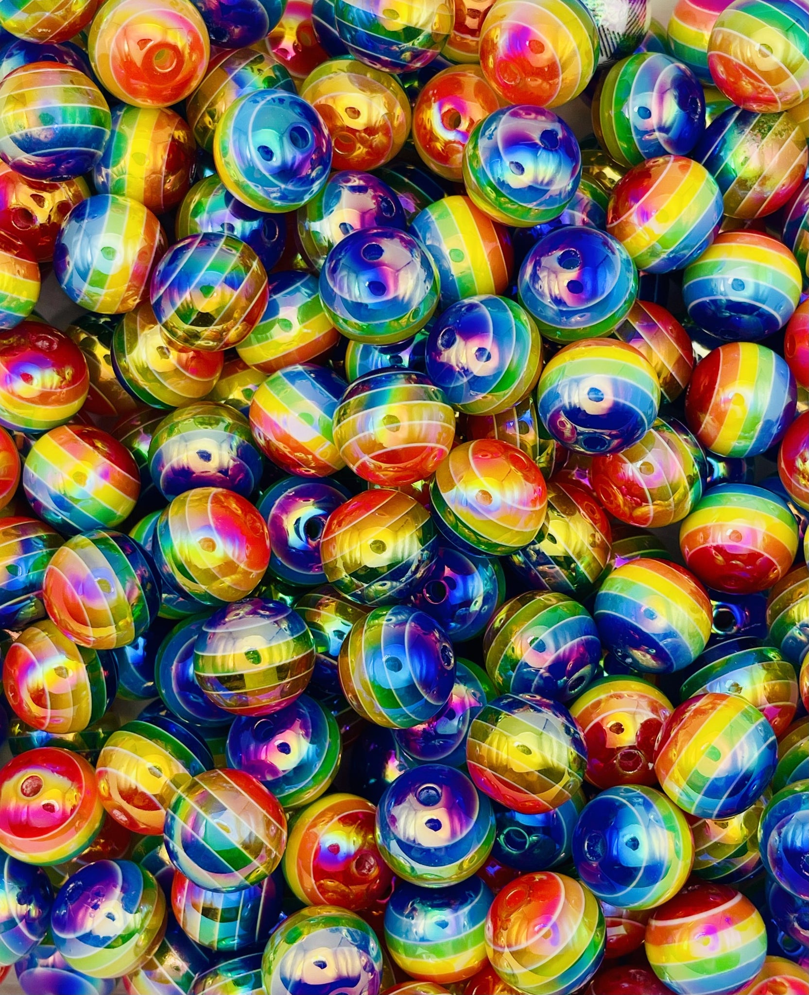 Glossy UV Rainbow Stripe Beads