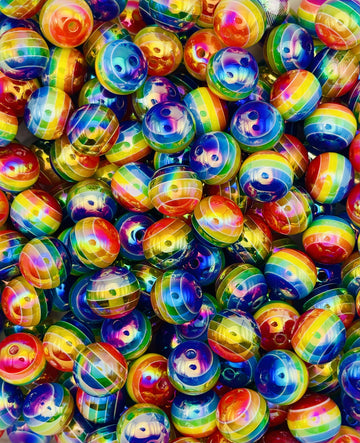 Glossy UV Rainbow Stripe Beads