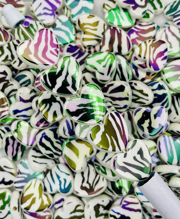 Wild Heart Beads – UV Zebra Print Acrylic Hearts