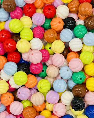 Pumpkin Acrylic Beads – Colorful Ribbed Gourd Beads for Pens & DIY Crafts