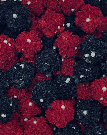 Velvet Rose Beads with Pearl Accents