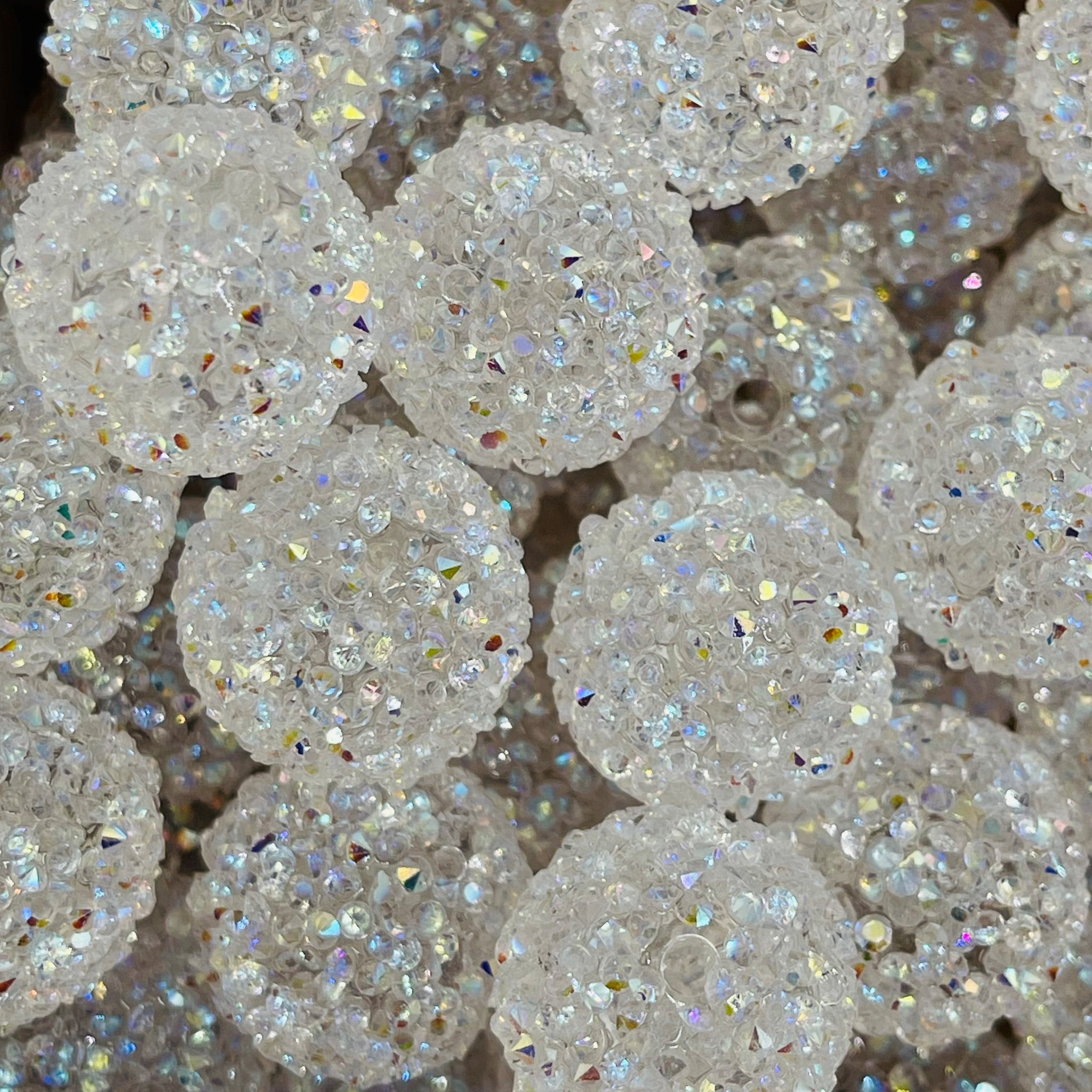 White Rhinestone Bubblegum Chunky Beads