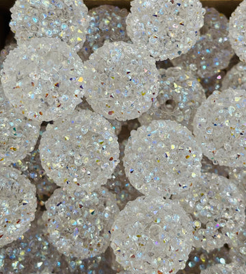 White Rhinestone Bubblegum Chunky Beads