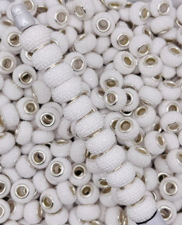 White Rhinestone Big Hole Spacer Beads