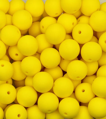 Bright Yellow Silicone Bead Collection: Soft Touch Round Beads for DIY Projects.