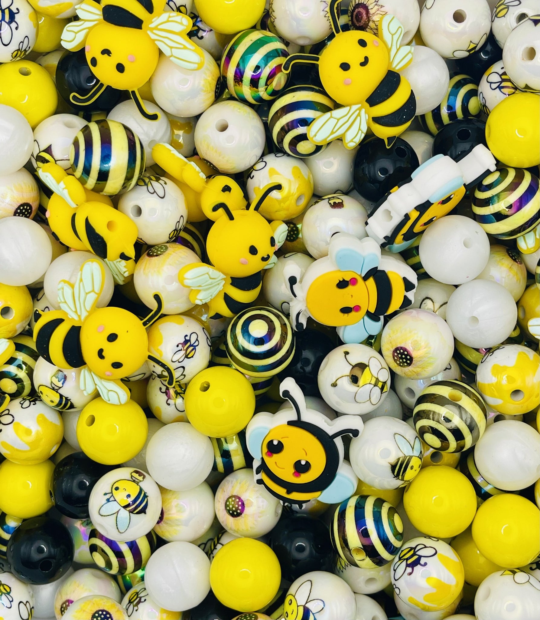 Buzzin’ Bee Bead Mix – Yellow, Black & White Bee Beads for Sweet DIY Crafts!