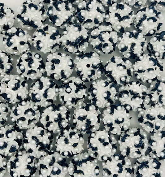 Black & White Floral Pearl Beads