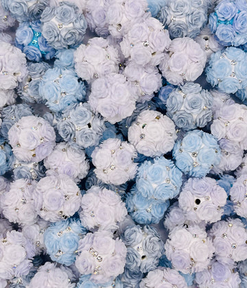 Blue & Lavender Rose Rhinestone Cluster Beads – Sparkly Floral Beads for Pens, Jewelry & DIY Crafts