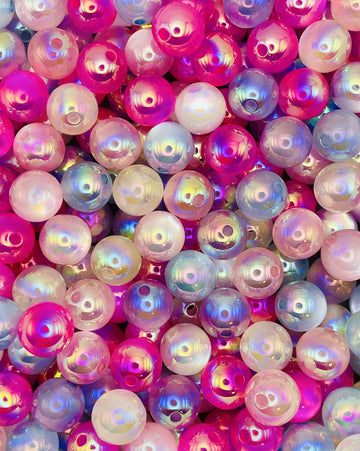 Cat Eye Pink Shimmer Beads – Glossy Color Shift Acrylic Beads