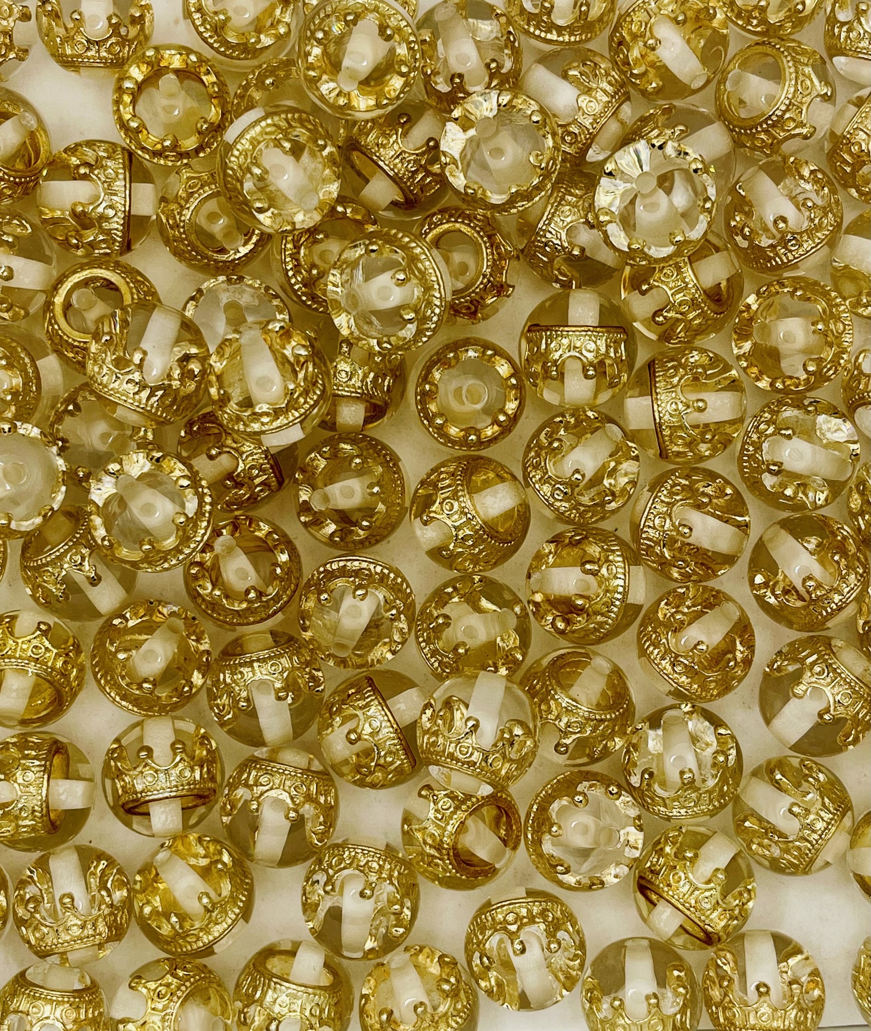 Gold Crown Clear Beads