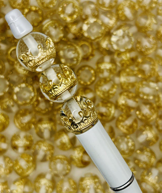 Gold Crown Clear Beads