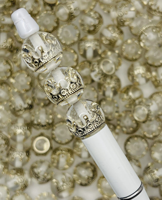 Silver Crown Clear Beads
