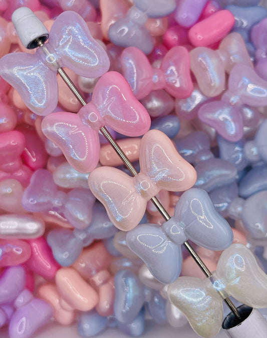Bow Beads – Iridescent Pastel Bows | Cute, Glossy & Perfect for Jewelry, Pens & Charms