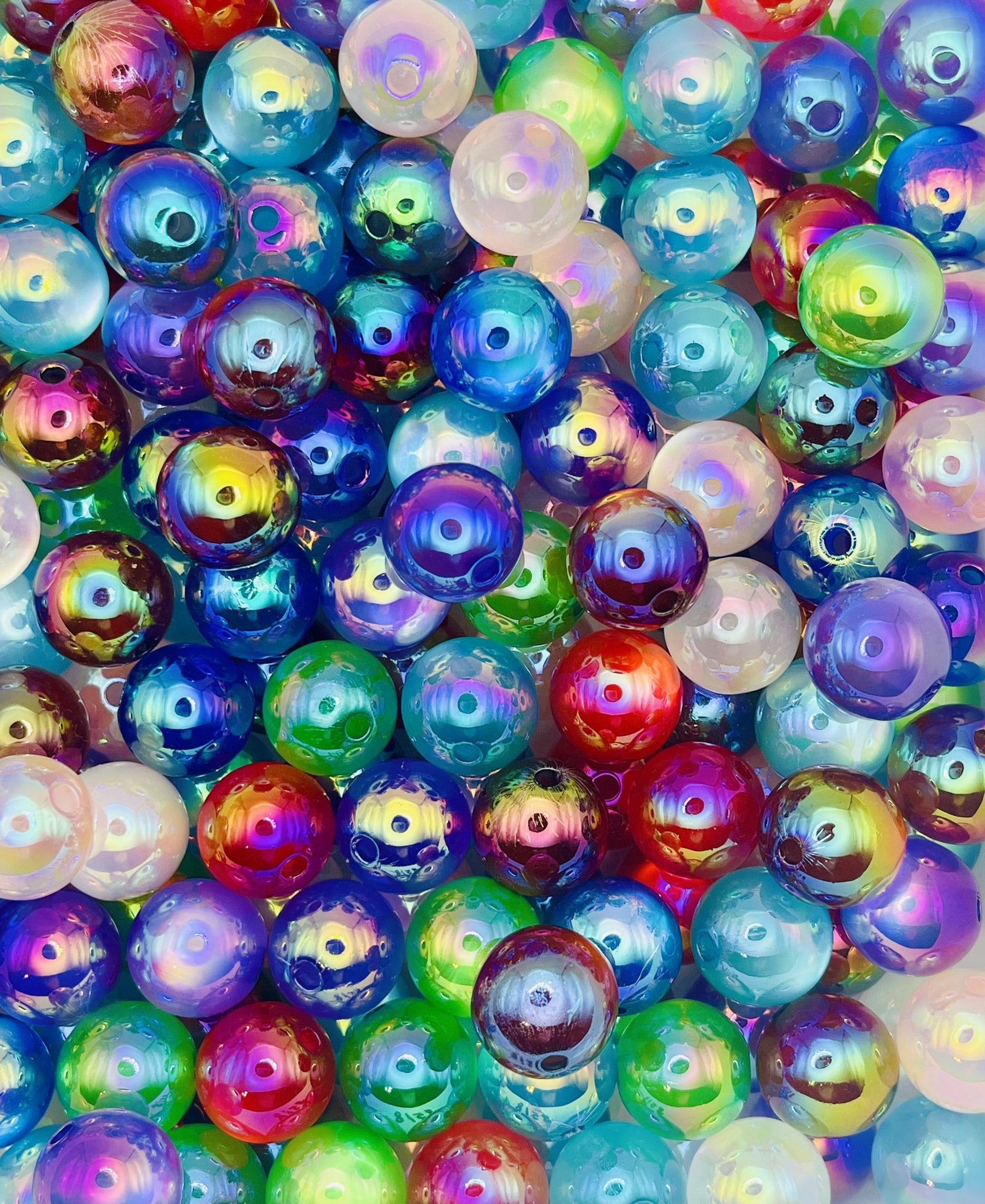 Radiant Rainbow Cat Eye Bead Mix – 16mm Iridescent Multicolor Beads for Jewelry and Crafts