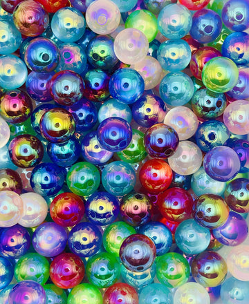 Radiant Rainbow Cat Eye Bead Mix – 16mm Iridescent Multicolor Beads for Jewelry and Crafts