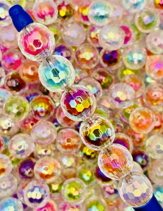 Rainbow Faceted Disco Beads - Multicolor Sparkling Gems