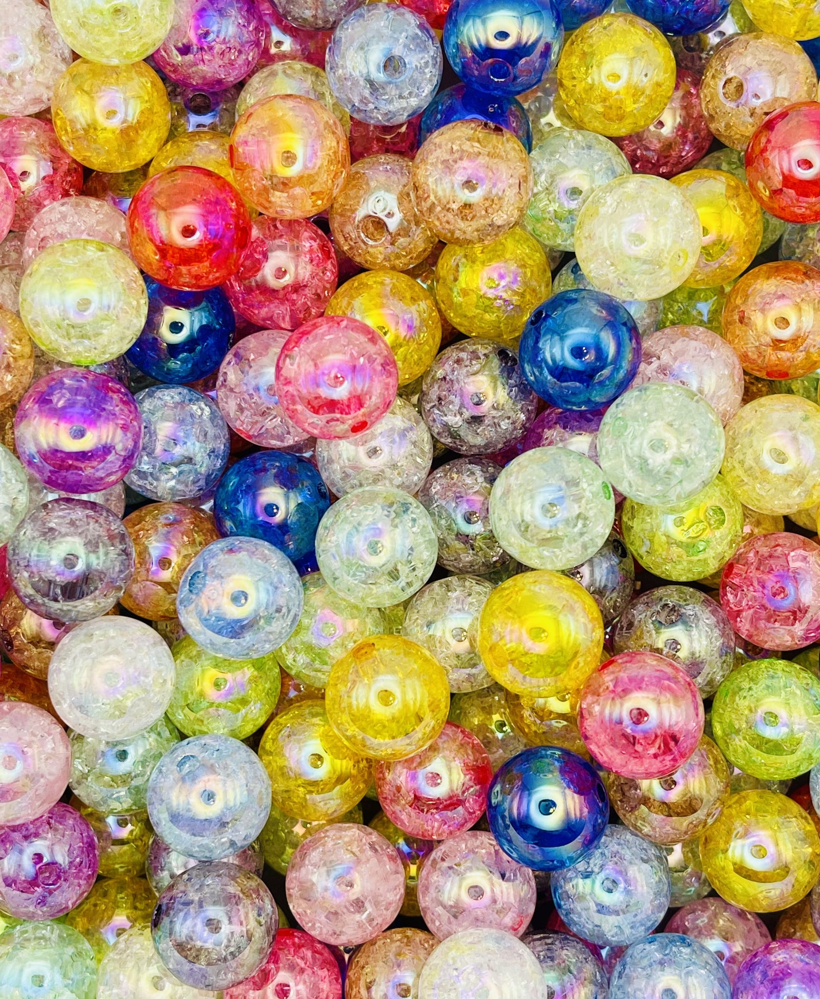 Rainbow Crackle Bead Collection – Multi-Color Iridescent Beads